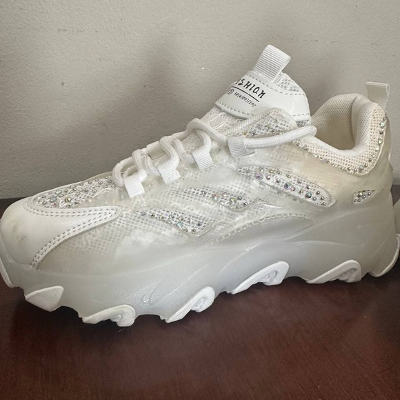 Thick-Soled Sport Shoes With Mesh, Rhinestones sneakers - Picture 3 of 7